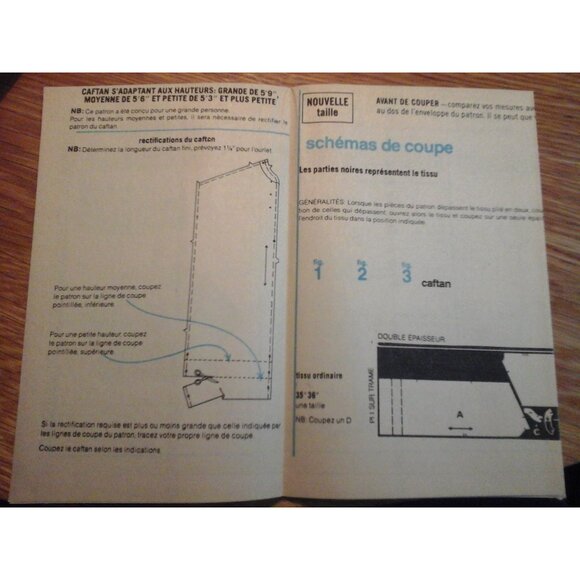 Simplicity 8354 vintage 1969 muu-muu caftan beginner pattern French instructions - Picture 7 of 7